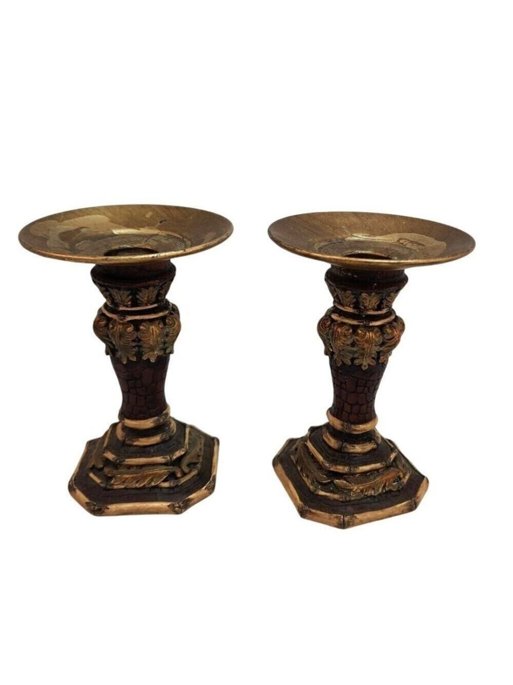 Taper Candle Holders Set Of 2 Axicon World Imports Brass-Look Candle Holders Wit